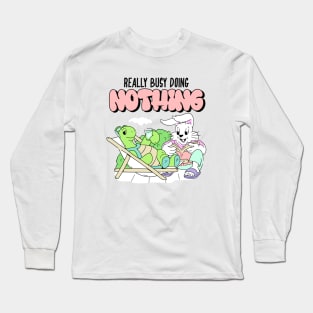 Cartoony Friends - Really Busy Doing Nothing Long Sleeve T-Shirt